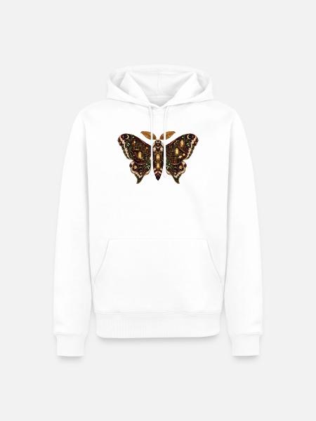 Nachtbibliothek-Motte - Männer Premium Bio Hoodie - Weiß