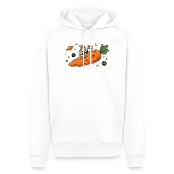 Astronaut Bunny auf riesigem Karotten-Asteroiden - Männer Premium Bio Hoodie - Weiß - Vorne - Nico (187cm)