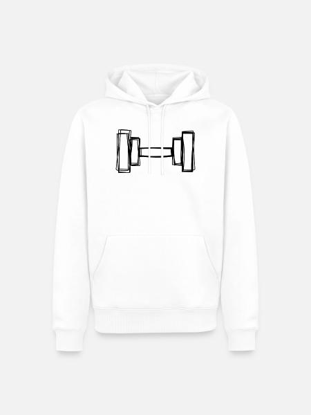Hantel handgezeichnet - Männer Premium Bio Hoodie - Weiß