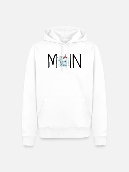 moin Meer Möwen Küste Gruß Wal Spruch Nordsee - Männer Premium Bio Hoodie - Weiß
