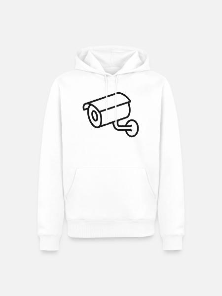 Sicherheits-CCTV-Kamera-Linien-Symbol - Männer Premium Bio Hoodie - Weiß