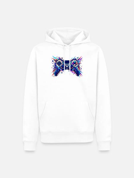 Pixel Power Gaming - Männer Premium Bio Hoodie - Weiß