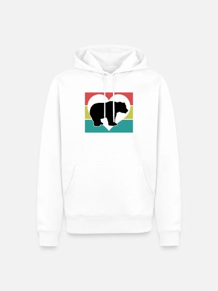 Bär Herz Retro-Style - Männer Premium Bio Hoodie - Weiß