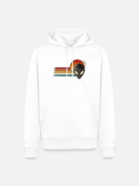 Retro Alien Regenbogenpfad - Männer Premium Bio Hoodie - Weiß