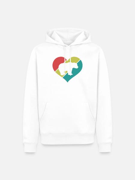 Bär Herz Retro-Style - Männer Premium Bio Hoodie - Weiß