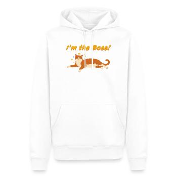 Ich bin der Chef - Katzenmotiv - Männer Premium Bio Hoodie - Weiß - Vorne - Nico (187cm)
