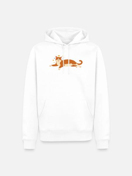 Katzenkönig im Lounge - Männer Premium Bio Hoodie - Weiß