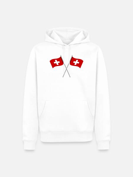 Schweizer Flagge - Männer Premium Bio Hoodie - Weiß