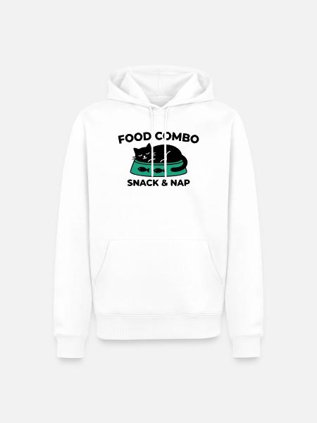 Snack Nap Katze Logo - Männer Premium Bio Hoodie - Weiß