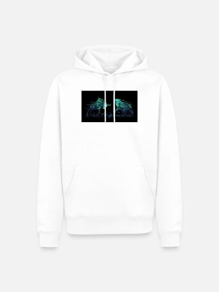 Geometrische Stierpaare im Neonlicht - Männer Premium Bio Hoodie - Weiß