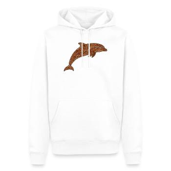 Delfin_braun - Männer Premium Bio Hoodie - Weiß - Vorne - Nico (187cm)