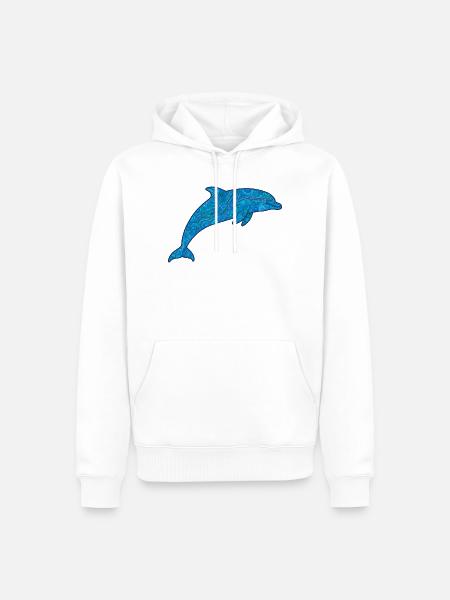 Delfin_blau - Männer Premium Bio Hoodie - Weiß
