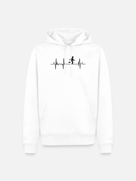 Herzschlag Laufen - Männer Premium Bio Hoodie - Weiß