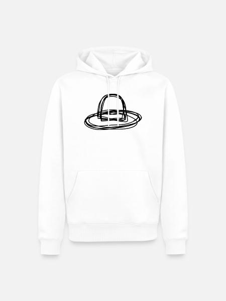 Strohhut handgezeichnet - Männer Premium Bio Hoodie - Weiß