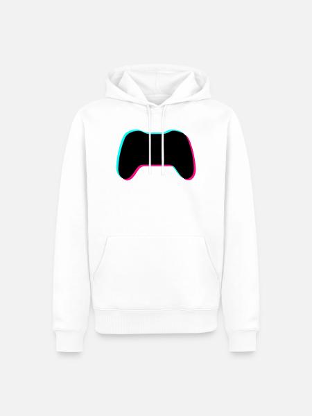 Gamepad Glitch Silhouette - Männer Premium Bio Hoodie - Weiß