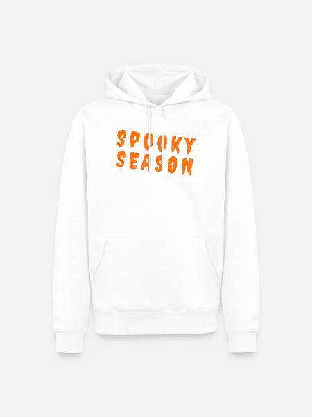 Spooky Season – Pumpkin Orange Typography - Männer Premium Bio Hoodie - Weiß