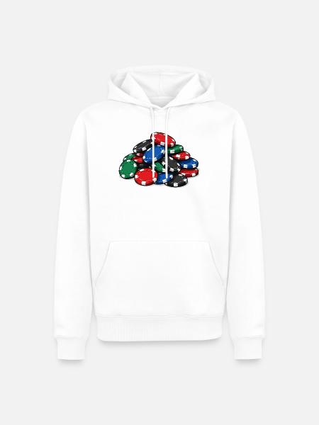 Pokerchips Pyramide Motiv - Männer Premium Bio Hoodie - Weiß