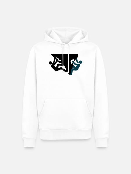 Boulderer Felsen Silhouette - Männer Premium Bio Hoodie - Weiß