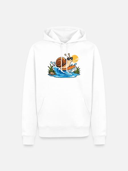 Surfing Snail - Männer Premium Bio Hoodie - Weiß