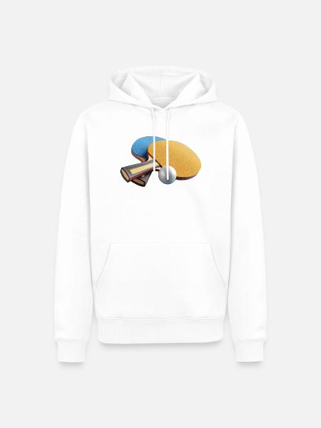 Farbkontrast Tischtennis-Paddles - Männer Premium Bio Hoodie - Weiß