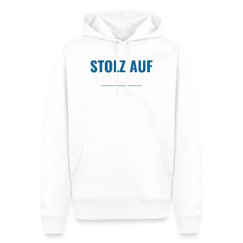 Stolz auf Blaulicht – Supporter Shirt Geschenkidee - Männer Premium Bio Hoodie - Weiß - Vorne - Nico (187cm)