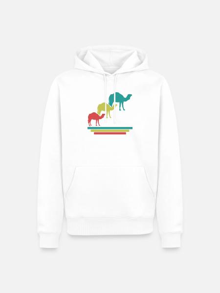 Kamele Im Retro-Look - Männer Premium Bio Hoodie - Weiß