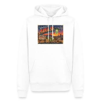 Grüße aus Area 51 – Retro-Alien-Postkarte - Männer Premium Bio Hoodie - Weiß - Vorne - Nico (187cm)