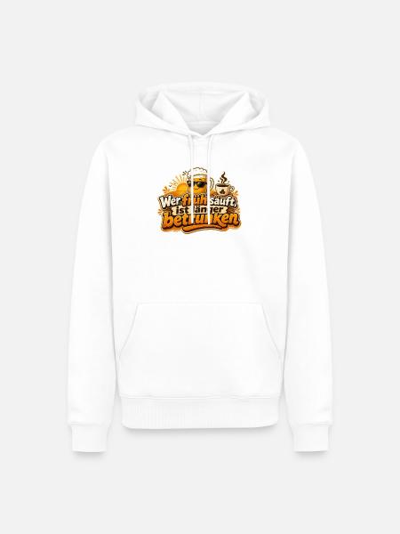 Frühtrinken Spruch Bier Sonne - Männer Premium Bio Hoodie - Weiß