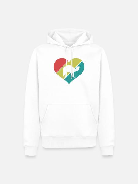 Kamel Herz Retro Look - Männer Premium Bio Hoodie - Weiß