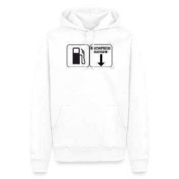 Benzinpreise runter!!! Buttonform - Männer Premium Bio Hoodie - Weiß - Vorne - Nico (187cm)