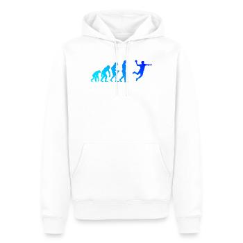 Geschenkidee für den Kreisläufer mit Handballspiel - Männer Premium Bio Hoodie - Weiß - Vorne - Nico (187cm)