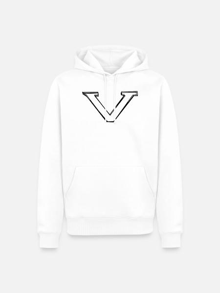 Kleinbuchstabe v handgezeichnet - Männer Premium Bio Hoodie - Weiß