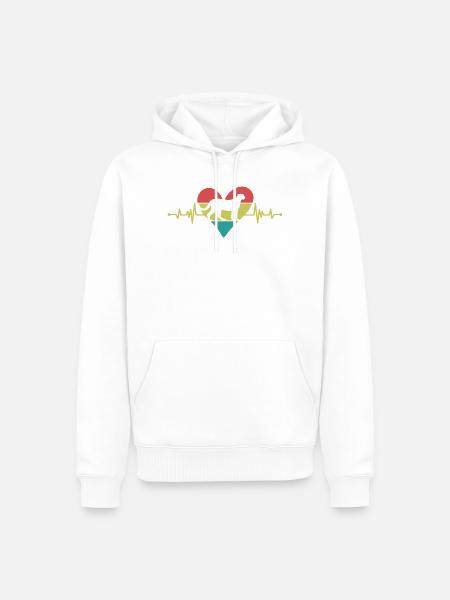 Gepard Herz Retro Style - Männer Premium Bio Hoodie - Weiß