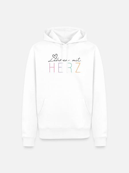LEHRER MIT HERZ - Männer Premium Bio Hoodie - Weiß