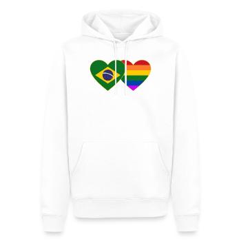 Brasilien Regenbogen Flagge Herz - Männer Premium Bio Hoodie - Weiß - Vorne - Nico (187cm)