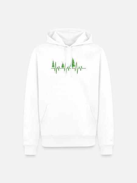 Bäume Herzschlag Wald EKG - Männer Premium Bio Hoodie - Weiß