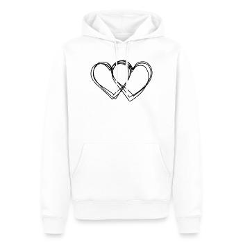 Doppelherz handgezeichnet - Männer Premium Bio Hoodie - Weiß - Vorne - Nico (187cm)