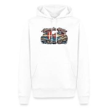 Dänemark im Herzen – Nordsee Wind - Männer Premium Bio Hoodie - Weiß - Vorne - Nico (187cm)