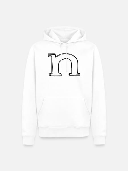 Kleinbuchstabe n handgezeichnet - Männer Premium Bio Hoodie - Weiß