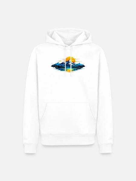 Berg ,See Sonnenuntergang Panorama - Männer Premium Bio Hoodie - Weiß