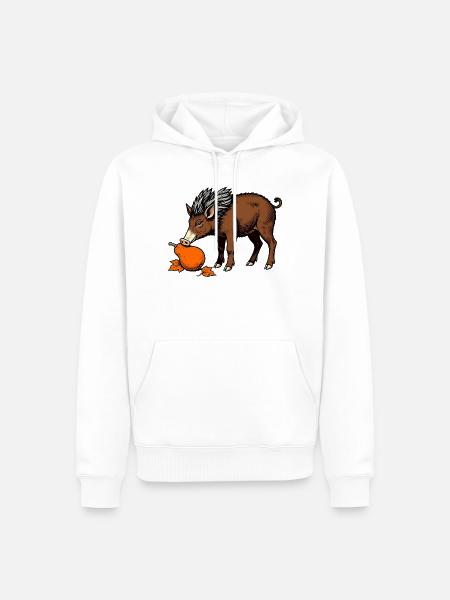 Wildschwein an der Birne - Männer Premium Bio Hoodie - Weiß