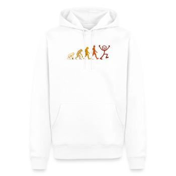 Evolution Mensch Freude Retro Design - Männer Premium Bio Hoodie - Weiß - Vorne - Nico (187cm)