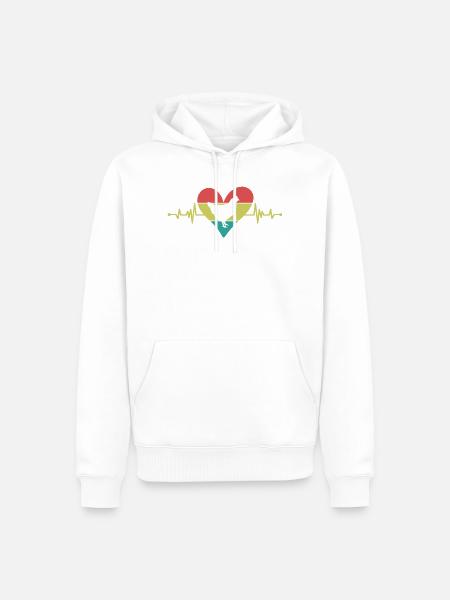 Huhn Herz Retro-Style - Männer Premium Bio Hoodie - Weiß