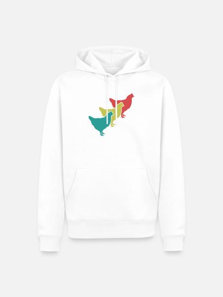 Hühner Trio Retro - Männer Premium Bio Hoodie - Weiß