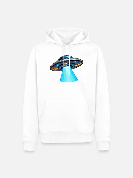 UFO Lichtstrahl Alien-Design - Männer Premium Bio Hoodie - Weiß
