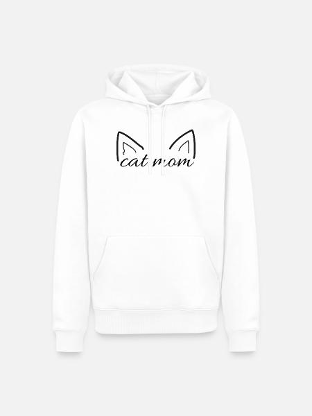 Minimalistische Katzenohrlinien-Kunst - Männer Premium Bio Hoodie - Weiß