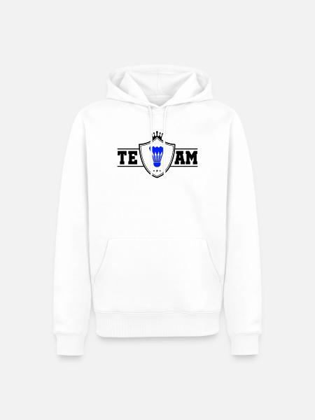 Blauer Badminton-Shuttlecock - Männer Premium Bio Hoodie - Weiß