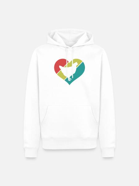 Huhn Herz Silhouette Retro - Männer Premium Bio Hoodie - Weiß