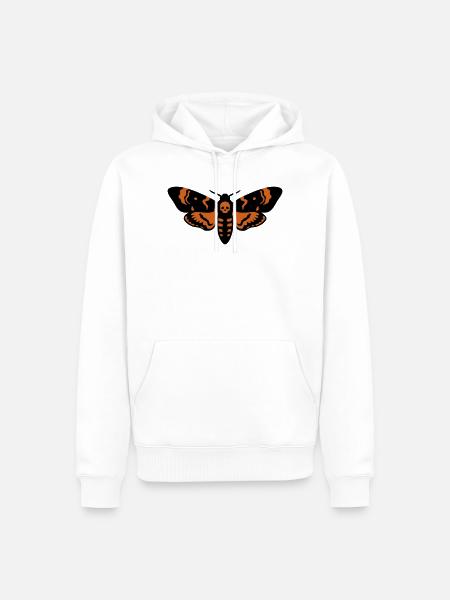 Totenkopfschwaermer Motte Logo - Männer Premium Bio Hoodie - Weiß