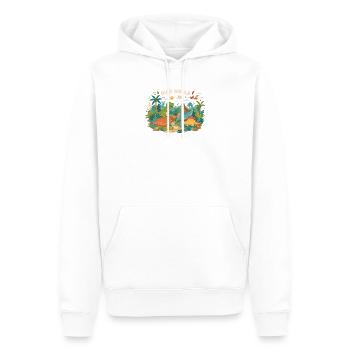 Dino Welt: bunte Urzeit-Szene - Männer Premium Bio Hoodie - Weiß - Vorne - Nico (187cm)